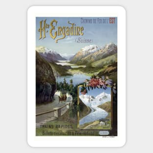 Engadine Switzerland Vintage Travel Poster 1899 Sticker